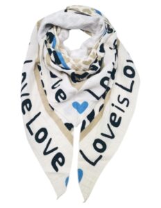 Foulard "LOVE" Beige et bleu