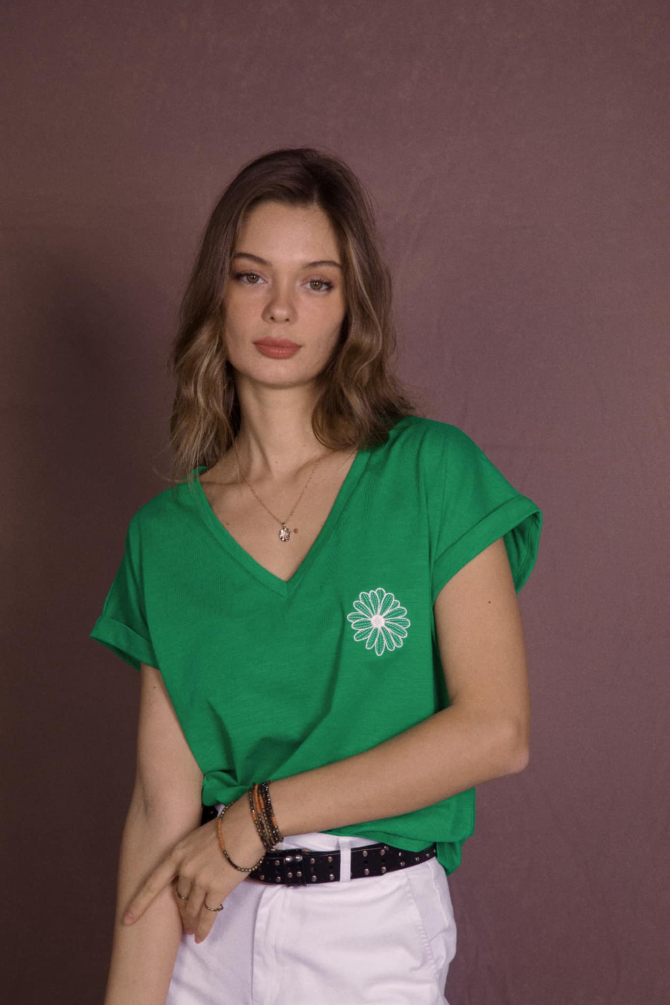 T-shirt "Marguerite" Vert