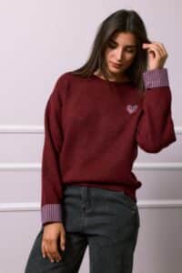 Pull "Lina cœur" Bordeaux