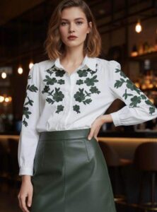 Chemise "Suzon" broderie Kaki