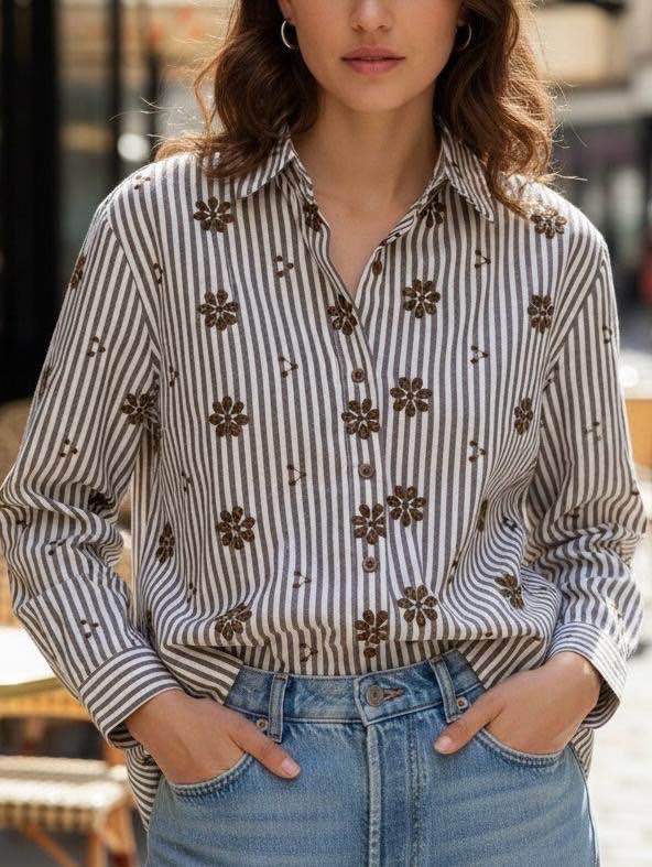 Chemise "Victorine" marron