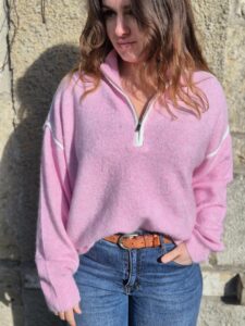 Pull camionneur rose clair