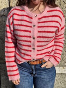 Gilet rayé "Lovie" Rose et rouge