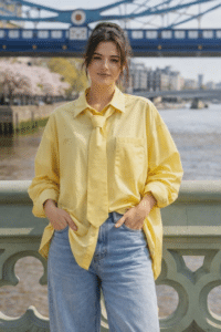 Chemise cravate jaune