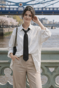 Chemise cravate blanche et noir