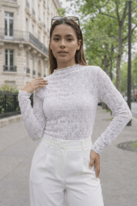 Tee shirt dentelle blanc