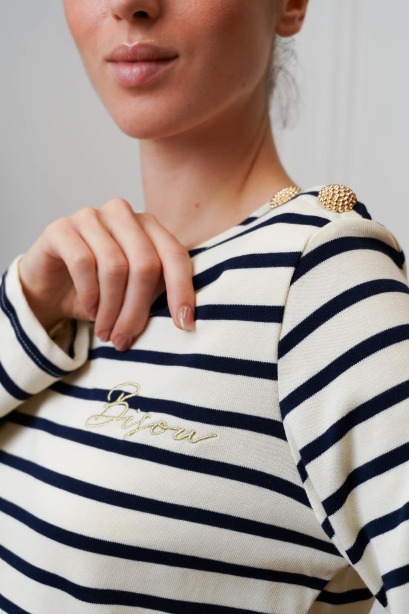 Marinière "Bisou" Bleu marine