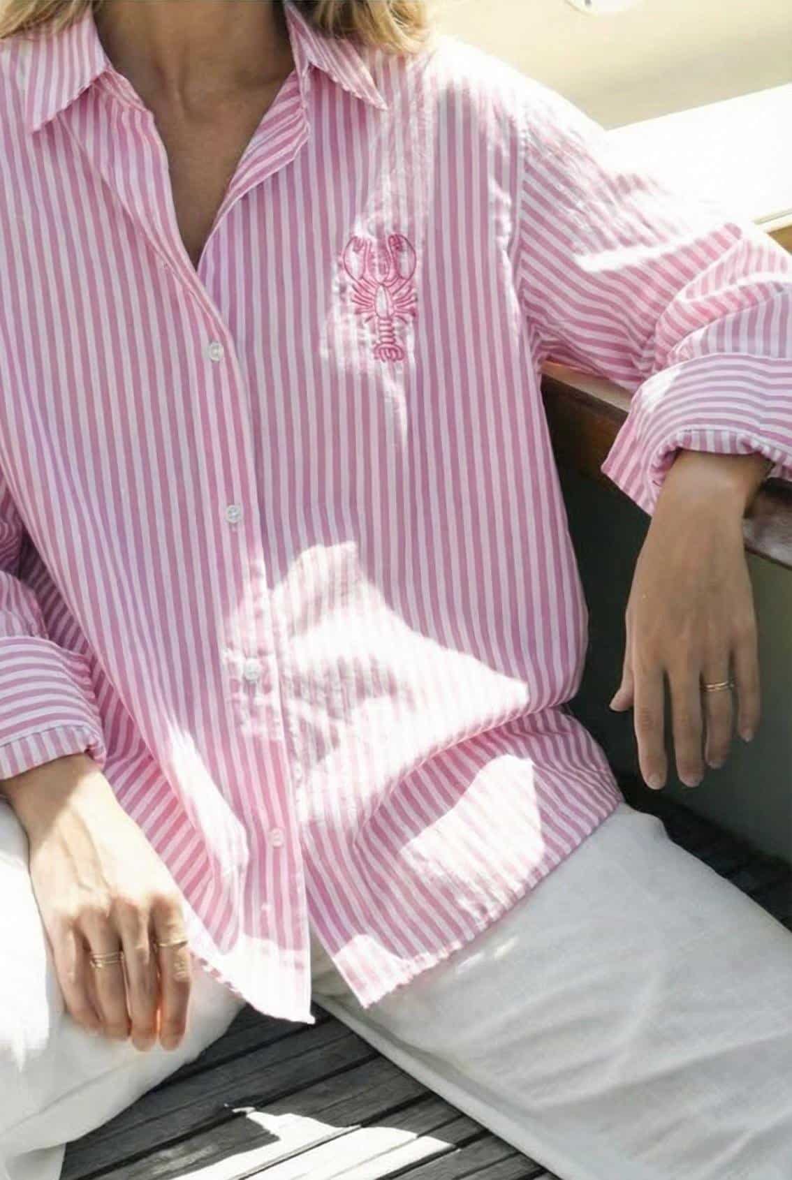 Chemise "Homard" rayé rose