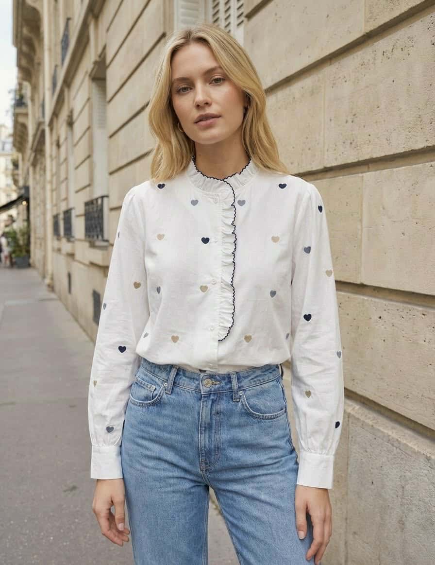 Chemise "Cœur bleu"