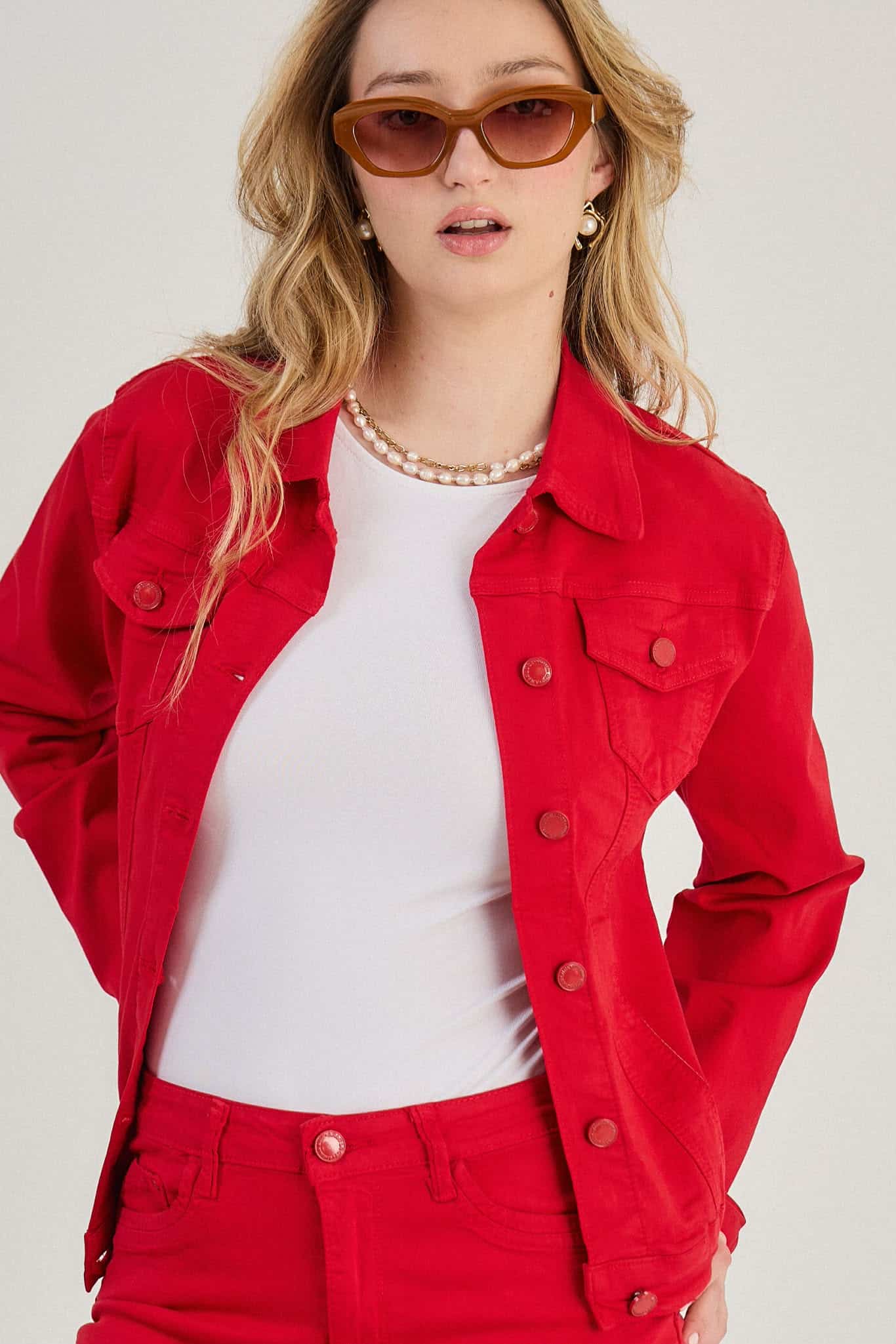Veste en jean Rouge