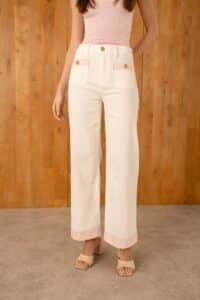 Pantalon "Vichy" Rose/Blanc