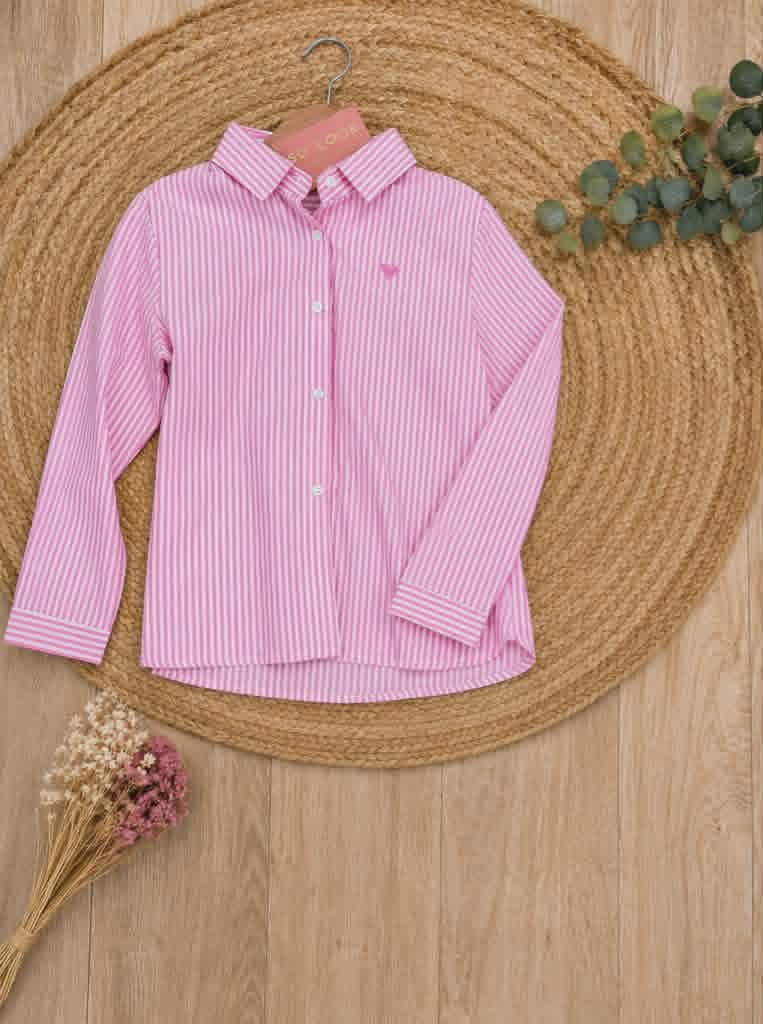 Chemise rayé rose enfant