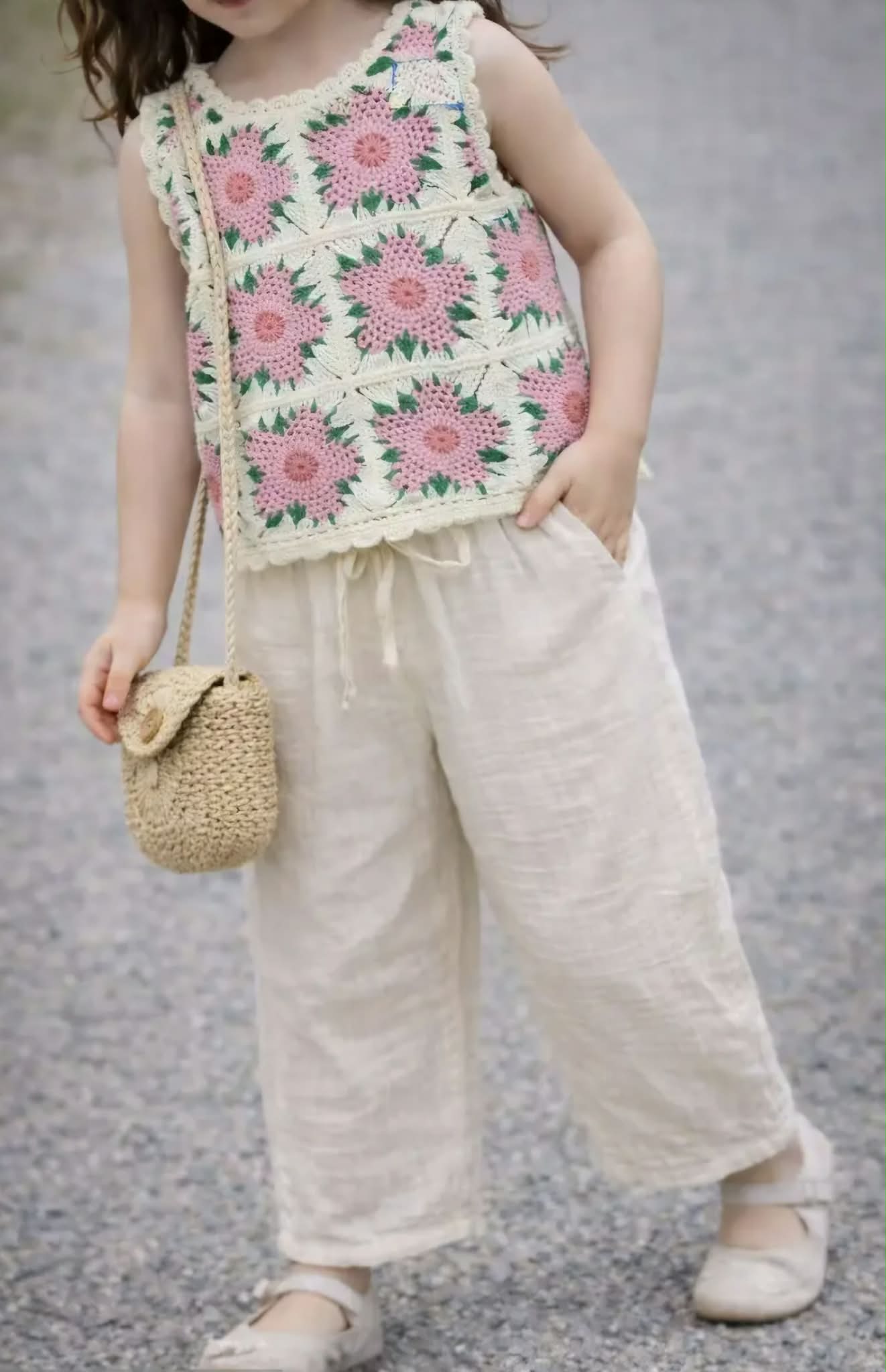 Top crochet "Rose" enfant