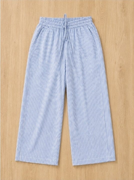 Pantalon fluide rayé bleu enfant
