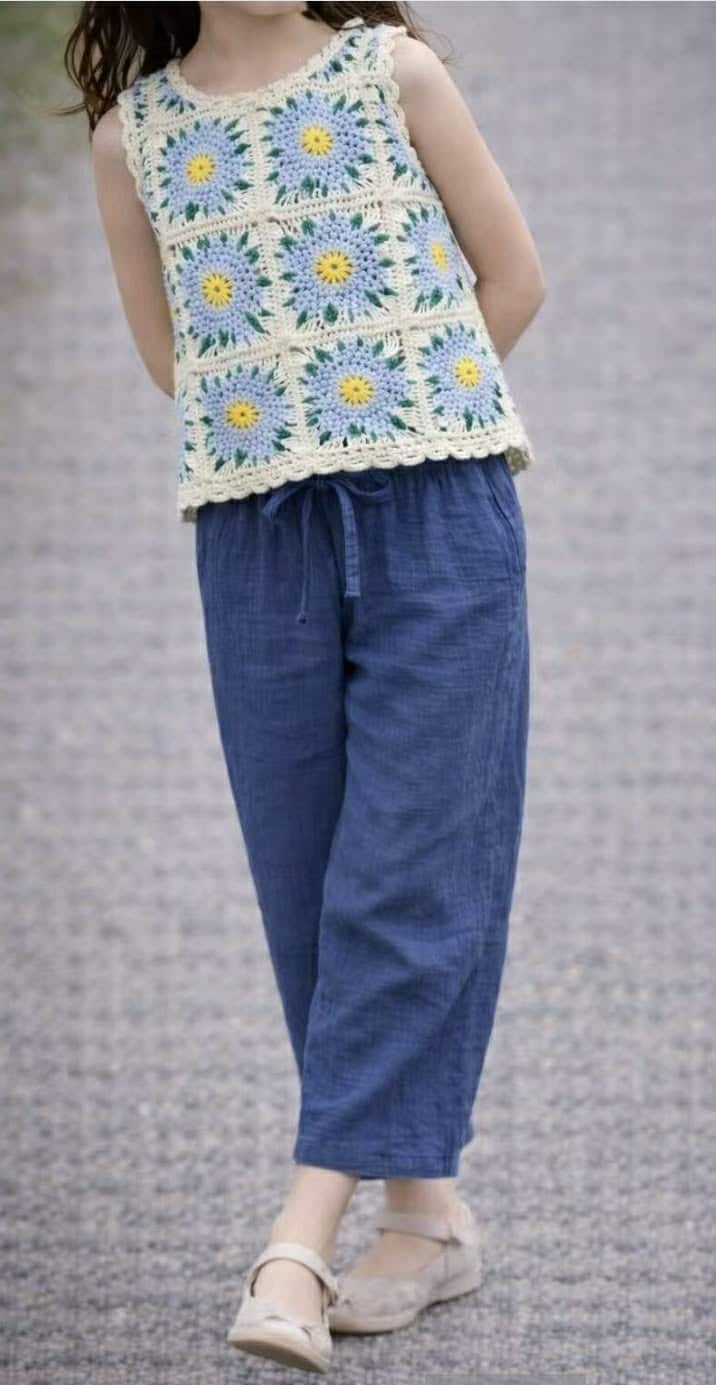 Top crochet "Bleu" enfant