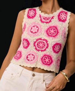 Haut crochet "Claire" Rose
