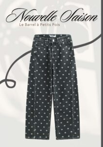 Barrel à pois Gris clair